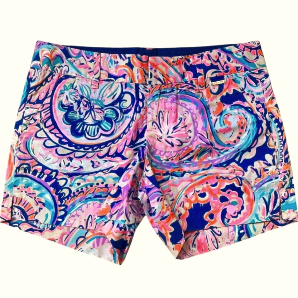 Lilly Pulitzer High Waist Pink and Blue Shorts "It's Always Summer Somewhere".